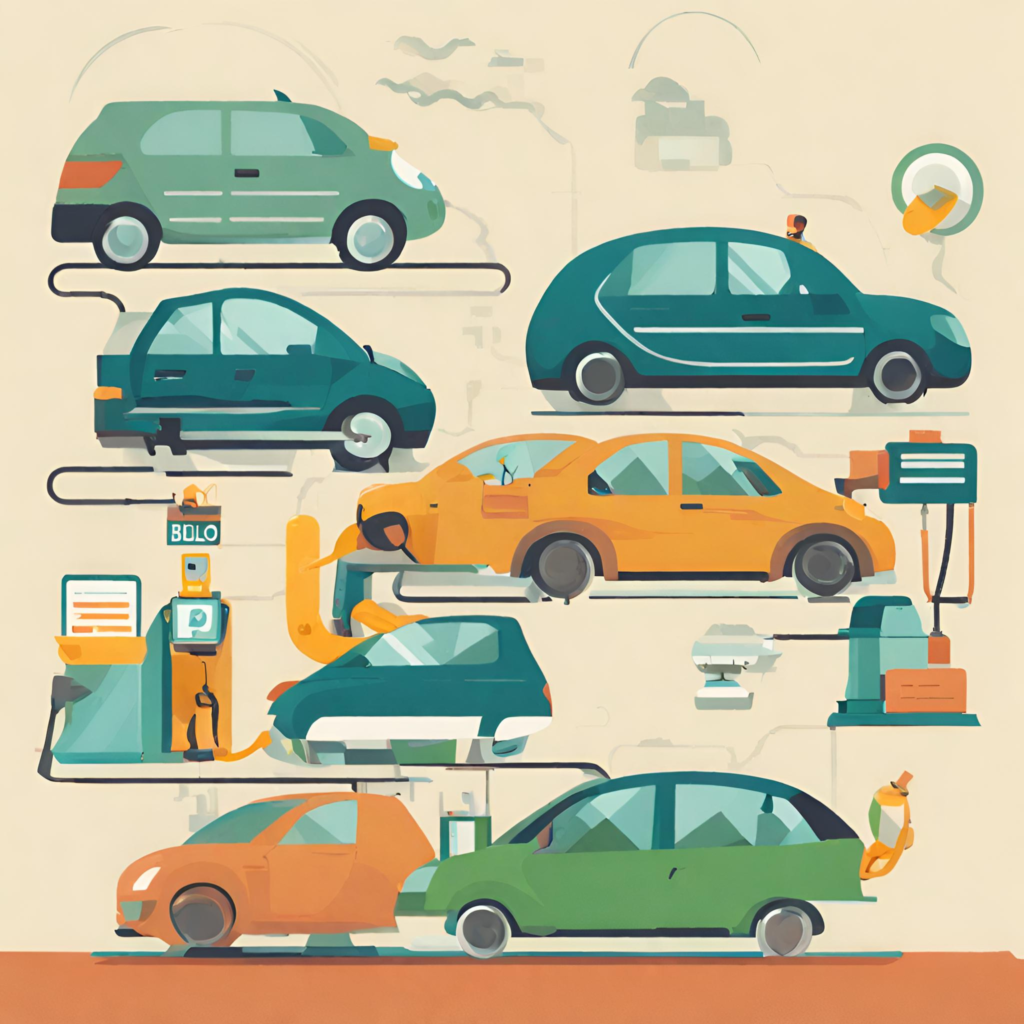 Car parked in a gas station while their drivers prepare for a cost-effective commute based on fuel-saving strategies